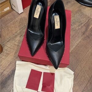 Valentino Black Leather Heels with Studs